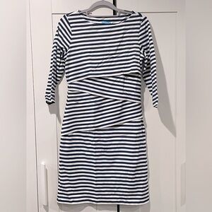 J. McLaughlin Catalina Cloth Layered Nicola Blue & White Stripped SM 3/4 Sleeve